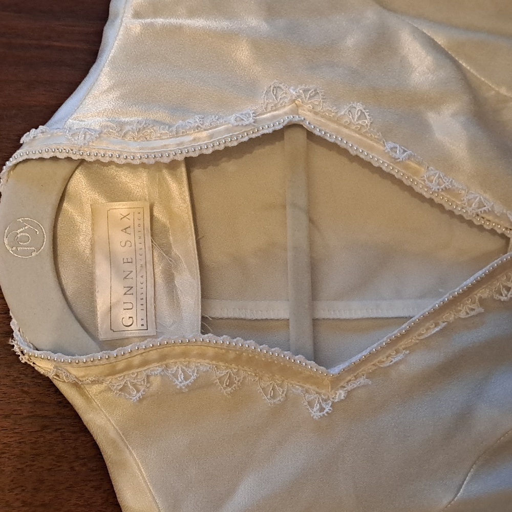 Gunne Sax By Jessica McClintock Vintage Cream Silky Pearl Button Lace Blouse - Picture 3 of 6